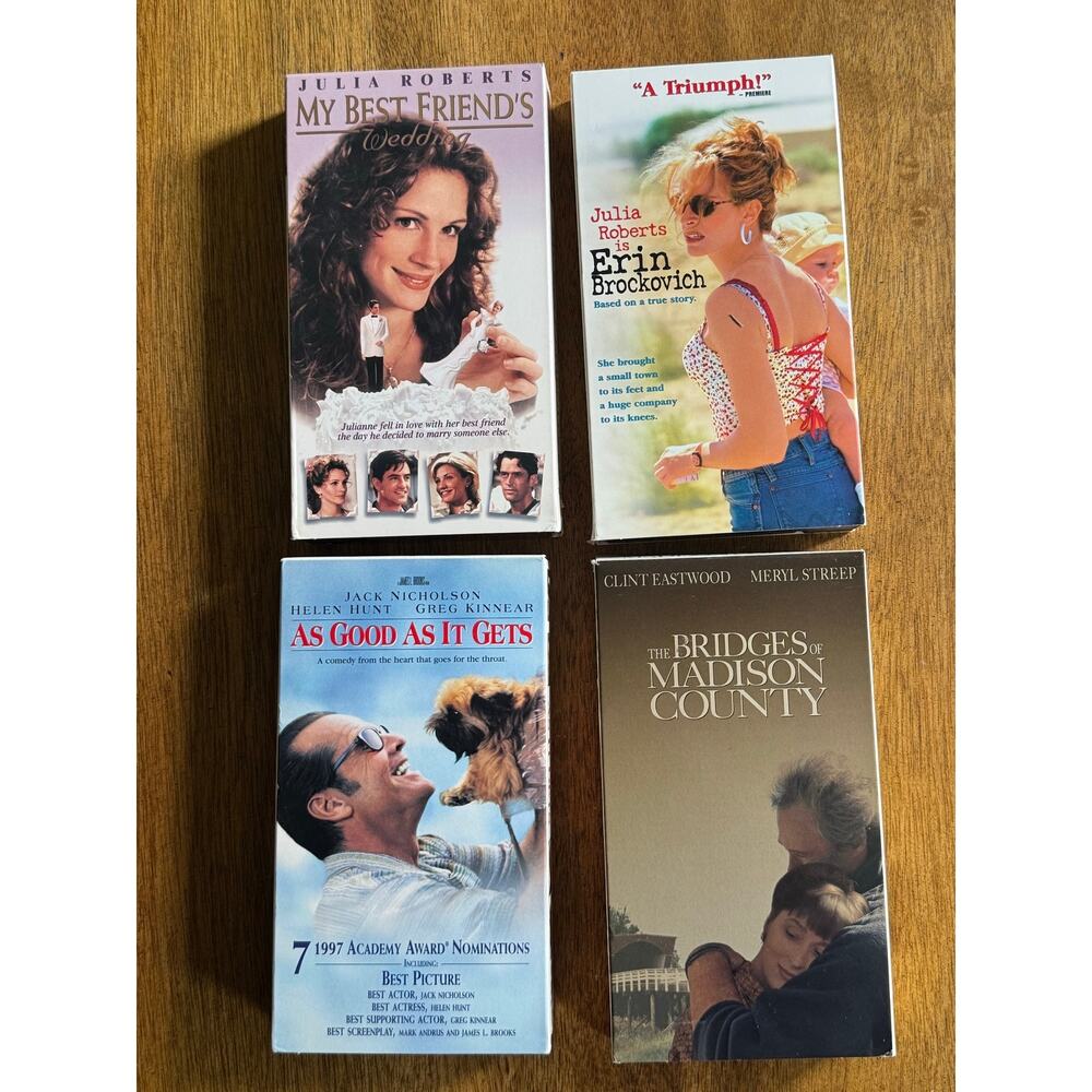 VHS Lot of 4 Julia Roberts Erin Brockovich My Best Friends Wedding + 2 Movies